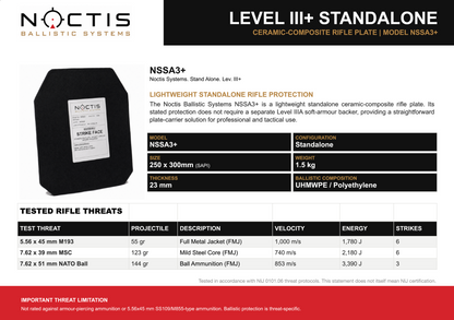 Noctis Ballistics Standalone Lev. III Lightweight Plate - 1.5kg